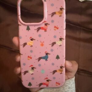 Pink Dachshund Holiday iPhone 16 Pro max